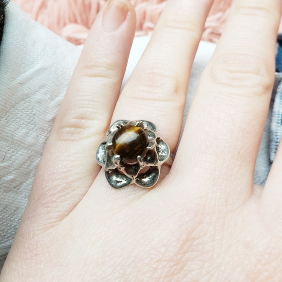 Handmade Modernist Taxco Tiger's Eye Ring - Picture 9 of 10